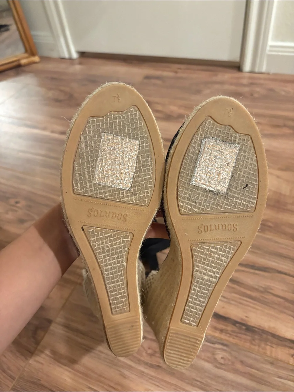 Soludos Black Espadrille Wedge Ankle-Tie Sandals